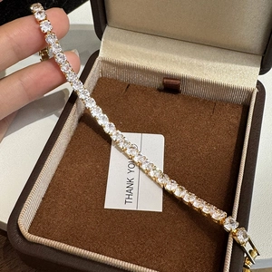 Elegant gold-plated tennis bracelet with zircon stones and a premium gift box