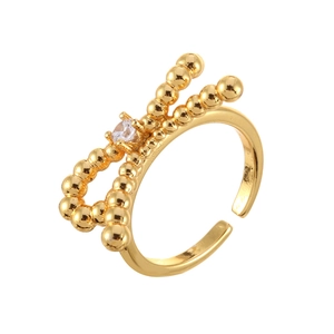 Bague nœud dorée élégante avec cristal étincelant sur un anneau réglable minimaliste