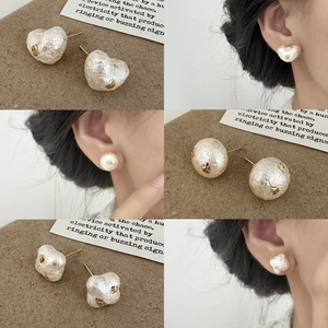 Boucles d'oreilles perles de coton élégantes en formes de cœur, rondes et florales