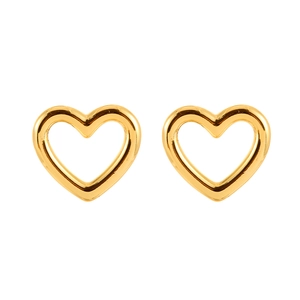 Elegant gold heart stud earrings for women featuring a minimalist polished metal design