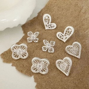 Hollow Heart Flower Clover Stud Earrings Minimalist Zircon Copper Jewelry For Women Elegant Fashion Silver Tone