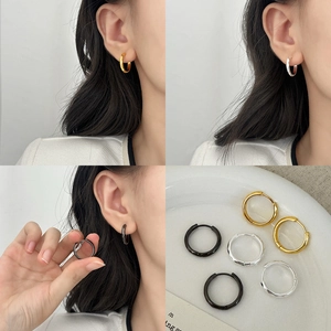 Créoles En Cuivre Martelé Plaqué Or 18 Carats Style Géométrique Simple Bijoux Femme Polyvalents Accessoire De Mode