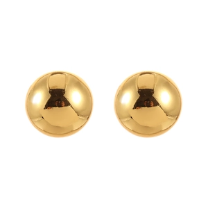 Minimalist high-polish golden round ball stud earrings with a glossy mirror finish
