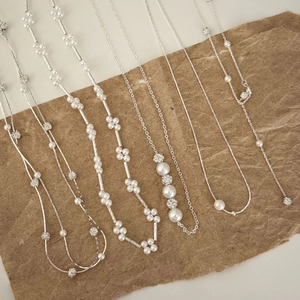 Elegante Kunstperlenkette Versilberte Legierung Strass Ball Schmuck Für Damen Minimalistischer Modestil