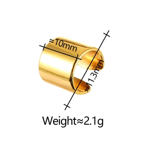 Detailed size chart of a 10mm wide gold ear cuff showing dimensions and weight metrics