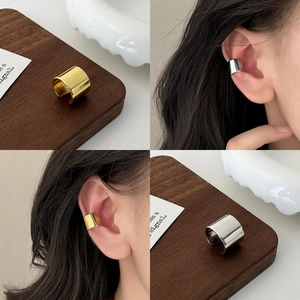 Minimalist Wide Face Ear Cuff Polished Copper Geometric No Piercing Clip Earrings Fashion Jewelry For Women