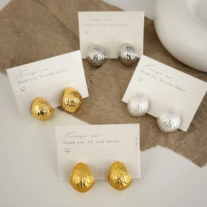 French Vintage Irregular Hammered Texture Stud Earrings With 925 Sterling Silver Earring Post Geometric Style For Women