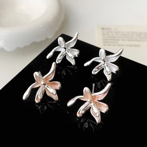 Blumen Ohrstecker Kupfer Emaille Tropföl Elegant Retro Nischen Design Schmuck Für Damen Stilvolle Accessoires