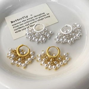 Boucles D Oreilles Créoles Mode Française En Laiton Avec Gland De Künstliche Perles Haute Brillance Style Élégant Pour Femmes Bijoux