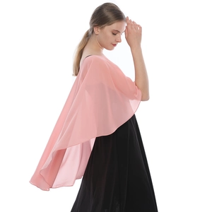 Elegant peach pink chiffon bolero capelet detail for evening gowns and weddings