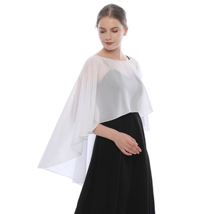 Women Chiffon Shawl Sheer Lightweight Capelet Bolero For Evening Dress Wedding Party Elegant Solid Color Accessory