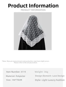 White polka dot lace wedding veil size specifications 140x70cm polyester material details