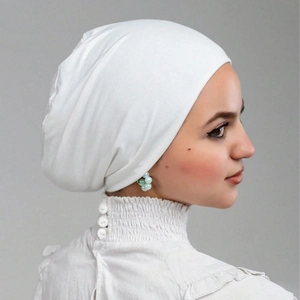 Women Muslim Hijab Undercap Mercerized Cotton Double Layer Turban Hat Solid Color Elastic Pullover Headwrap Soft
