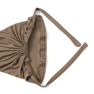 Berretto marrone con coulisse, strisce antiscivolo in silicone e tessuto a maglia elastica