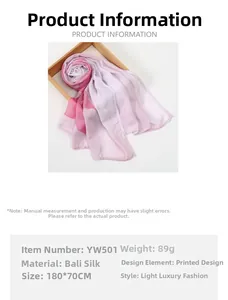 Produktdetails für den rosa-violetten Voile-Schal mit 180x70cm Maßen und Gewicht