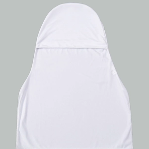 Detail view of white high-elastic hijab undercap with full neck coverage and neat stitching