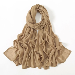 Breathable modal scarf for women in elegant light brown color and smooth silk finish