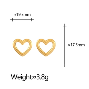 Minimalist golden hollow heart stud earrings with a brushed finish for a stylish look