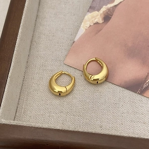 Elegant 18K gold-plated teardrop hoop earrings with a polished glossy finish for women