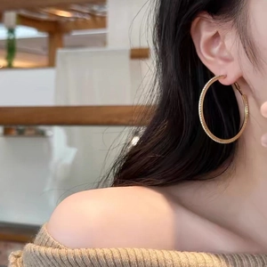 Chic 18K gold plated hoop earrings with micro-paved cubic zirconia for elegant women