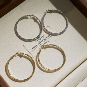 Large Hoop Earrings Pavé Cubic Zirconia Copper Zircon Fashion Geometric For Women Elegant Luxury High Quality Sparkling Design