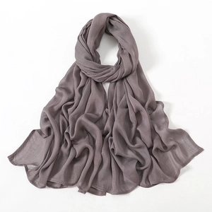 Lightweight breathable modal scarf in dusty purple with fine stitched edges