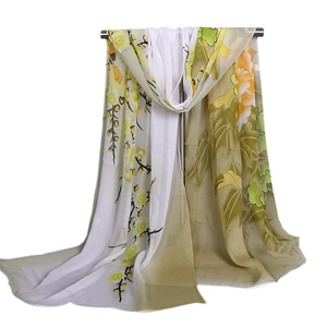 Women floral chiffon scarf lightweight summer sun protection shawl elegant floral print wrap