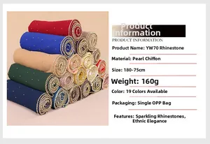 Details zum Perlen-Chiffon-Schal mit Strasssteinen und Maßen von 180x75cm