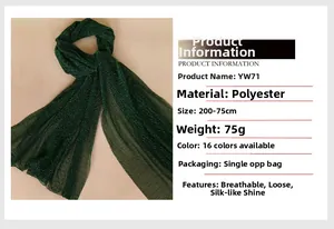 Detail of dark green shawl showing delicate golden metallic yarn texture and 200x75cm size