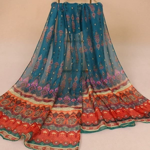 Bohemian Chiffon Scarf Ethnic Floral Print Shawl For Women Lightweight Breathable Sun Protection Vintage Paisley Neck Scarf