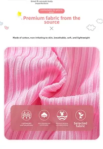 Close-up of pink ribbed cotton fabric detail showing soft breathable and quick-dry texture