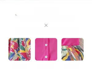 Detail of girls floral skirt with colorful mesh layers and pink ribbed knit top texture