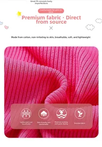 Close-up of rose red ribbed cotton fabric showing breathable and soft texture for girls
