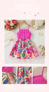 Detail of floral printed mesh skirt and pink knit top with delicate stitching for girls