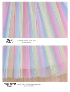 Detail of multi-layered macaron mesh fabric showing texture and soft tulle craftsmanship
