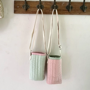 Borsa Porta Borraccia in Cotone Trapuntato Con Tracolla Regolabile Per Bambini Custodia Isolata Portatile Per Tazza