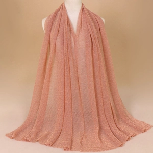 Elegant rose gold glitter scarf with metallic silk thread and vertical pleats design