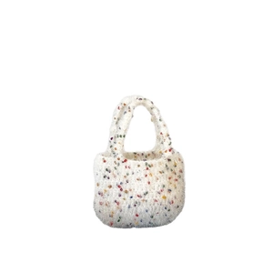 Sac à main en peluche blanche tissée avec pois multicolores pour le style automne hiver