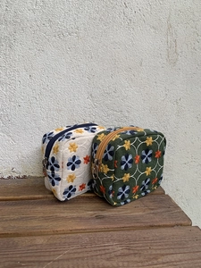 Vintage Floral Embroidery Cotton Linen Makeup Bag Small Portable Coin Purse Zipper Toiletry Pouch Jewelry Organizer For Women