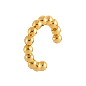 Minimalist gold beaded ear cuff with high-polished metallic spherical design for women
