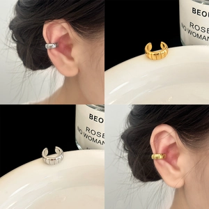 Minimalist Copper Ear Cuffs Non Pierced Ribbed Vertical Texture Cartilage Clip Earrings For Women Fashion Jewelry
