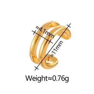 Double-layered gold C-shape ear cuff detailing exact size 11mm and 4.1mm dimensions