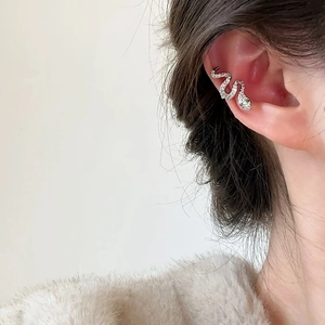 Fashion Copper Zirconia Snake Shaped Ear Cuffs Gold Silver Plated Animal Design Clip On Earrings Non Pierced Jewelry For Women