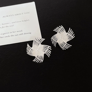 Windmill Stud Earrings Radial Spiral Woven Design Copper With 925 Sterling Silver Earring Post For Women Fashion