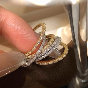 Elegant stacked pearl and zircon rings in gold and silver finish for women