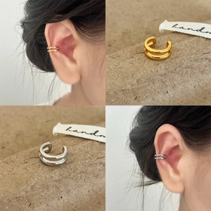 Double Layered C-Shaped Ear Cuff Copper Non Piercing Earring Minimalist Modern Jewelry For Women