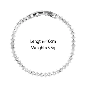Detail showing a 16cm silver marquise-cut cubic zirconia tennis bracelet with 5.5g weight