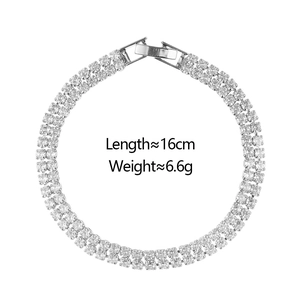 Detail of double-row cubic zirconia bracelet with length and weight specifications