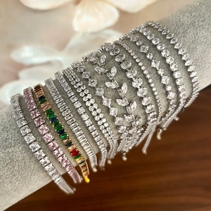 Tennis Bracelet For Women Sparkling Cubic Zirconia Marquise Square Round Cut Leaf Shape Luxury Jewelry For Daily Party
