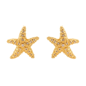Boucles d'oreilles étoiles de mer dorées avec zircons blancs pour un style de plage